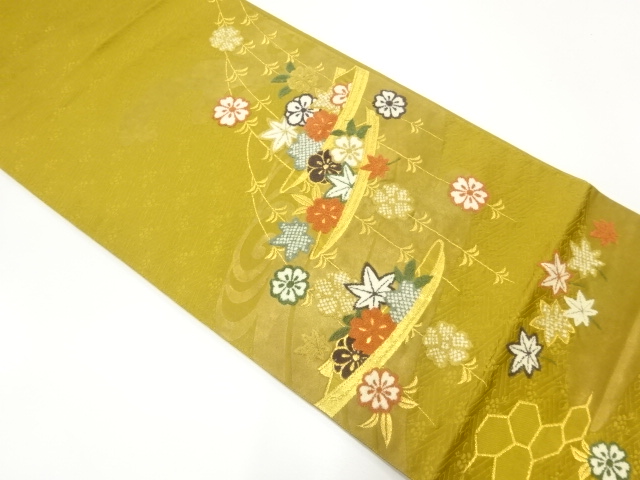 楓模様刺繍袋帯